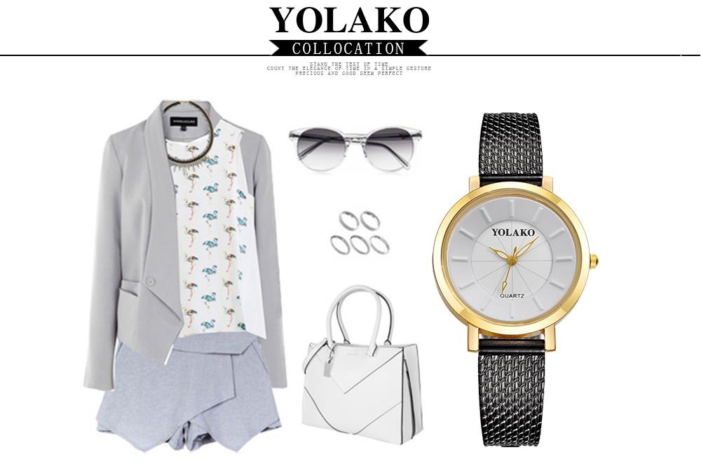 YOLAKO YK19 Women Casual Quartz Watch Plastic Leather Strap - Rose