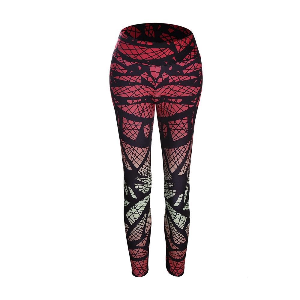 CK2236 Women Gradient Geometric Yoga Pants High-waist Leggings Size S - Fuchsia
