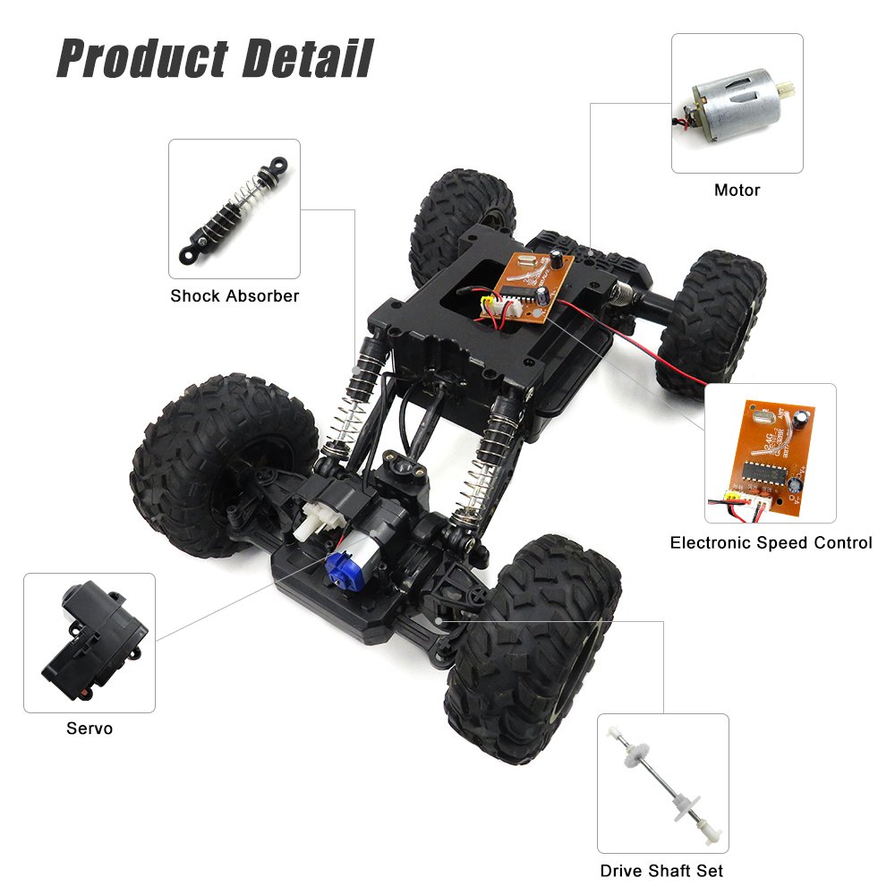 Flytec 6026 2.4G 1:12 4WD Off-road RC Climbing Car RTR - Silver