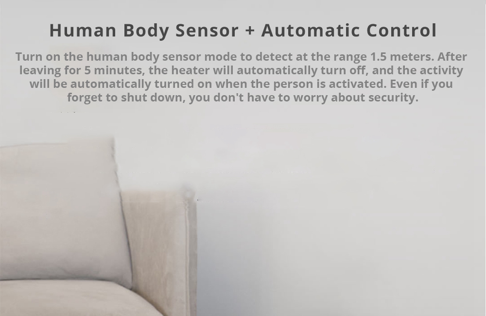 Xiaomi ARDOR Human Body Sensor Smart Space Heater Wide-angle Wind Over-heating Tip-over Design 3 Heat Settings - White