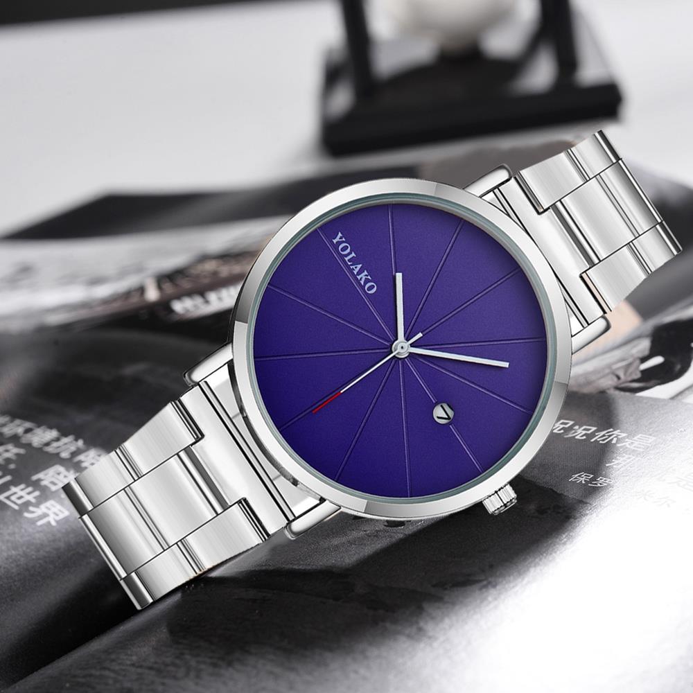YOLAKO YK122 Casual Quartz Watch Stainless Steel Strap - Black + Rose Gold
