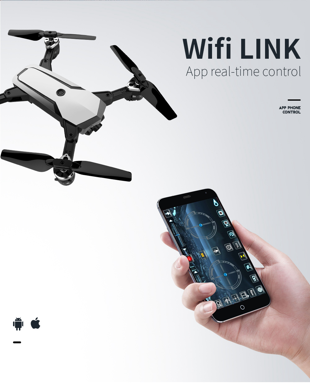 JDRC JD-20S PRO WIFI FPV Foldable RC Drone With 1080P Wide-angle HD Camera Flying Time 18mins RTF - Black