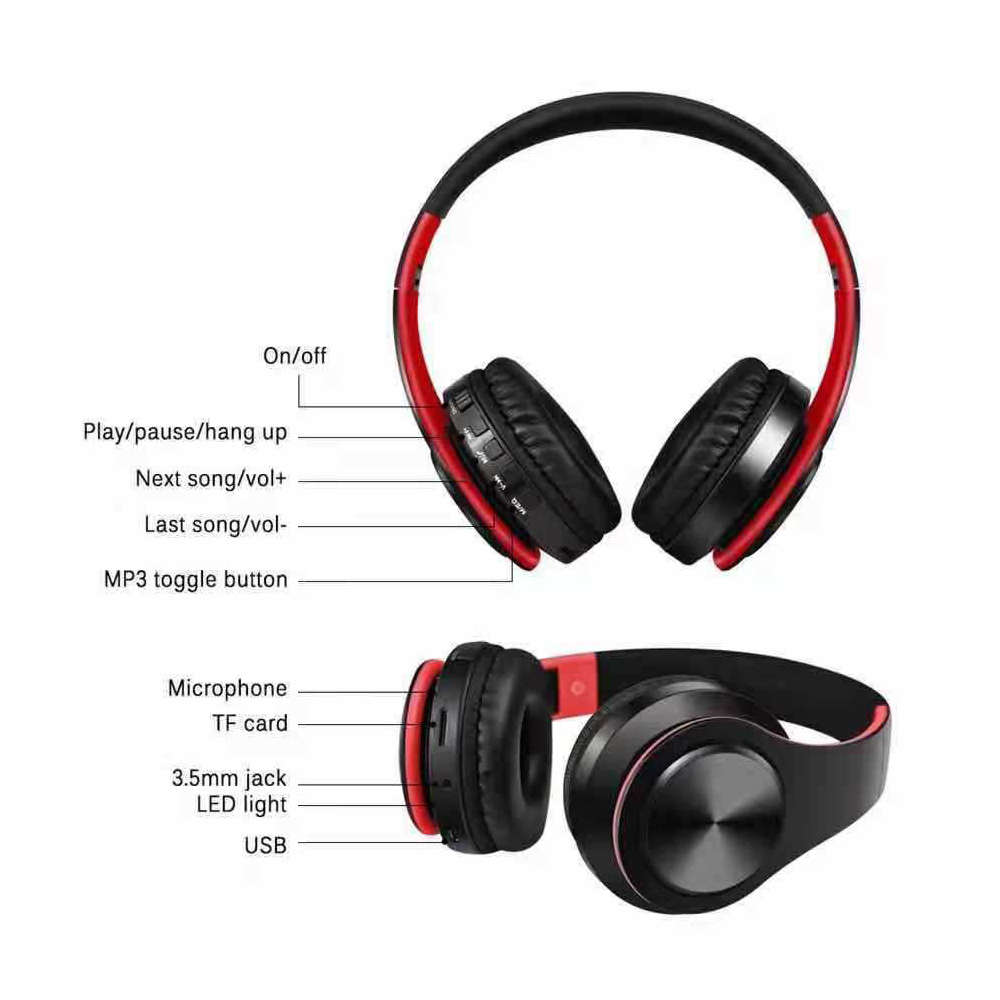 M3 Wireless Foldable Headphones Bluetooth 4.0 Stereo Sound Support TF Card FM - Black