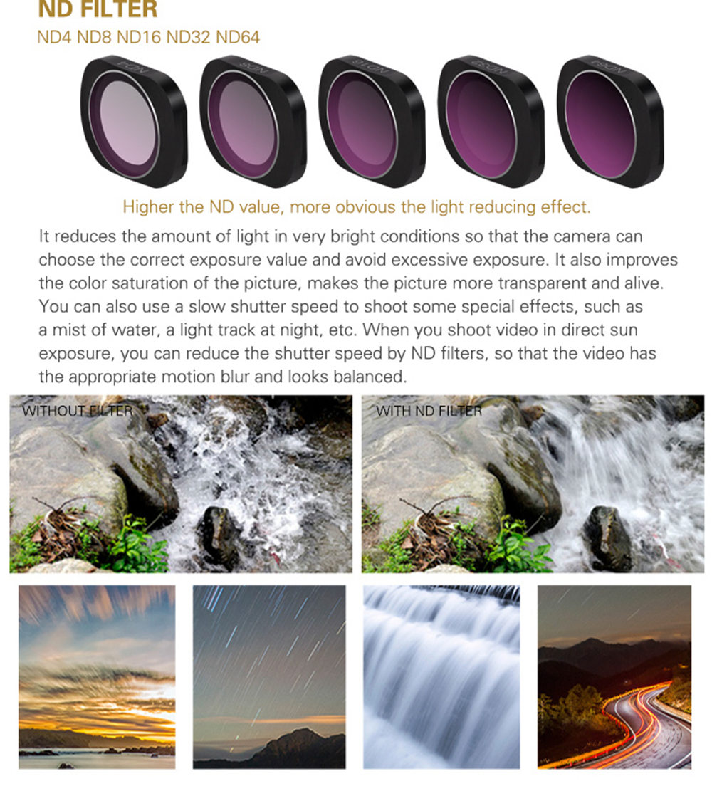 Sunnylife 4PCS ND-PL Lens Filter Set for DJI OSMO Pocket Handheld Gimbal
