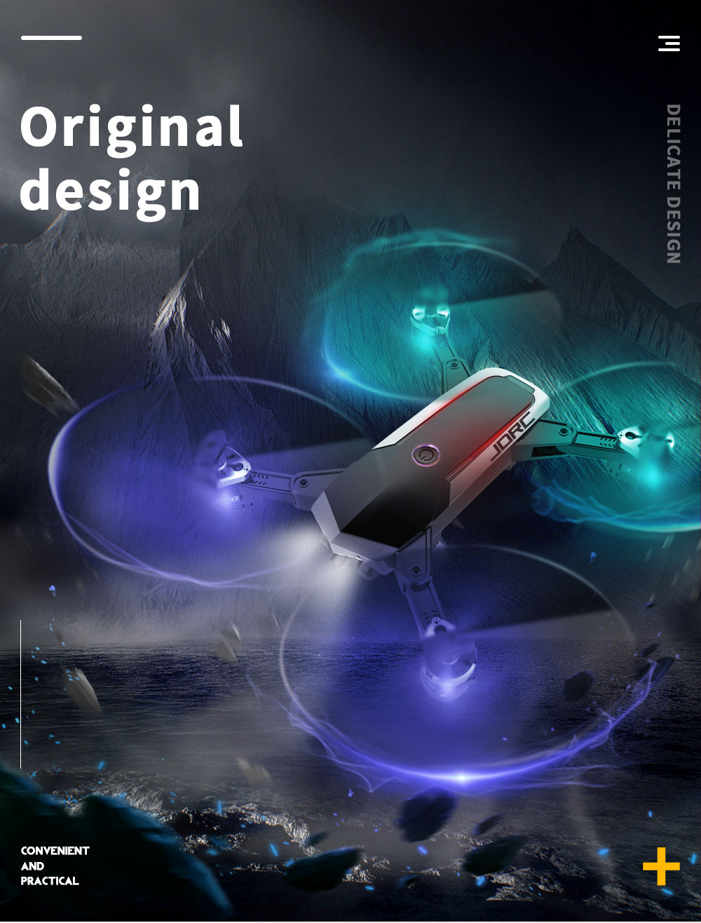 JDRC JD-20S PRO WIFI FPV Foldable RC Drone With 1080P Wide-angle HD Camera Flying Time 18mins RTF - Black