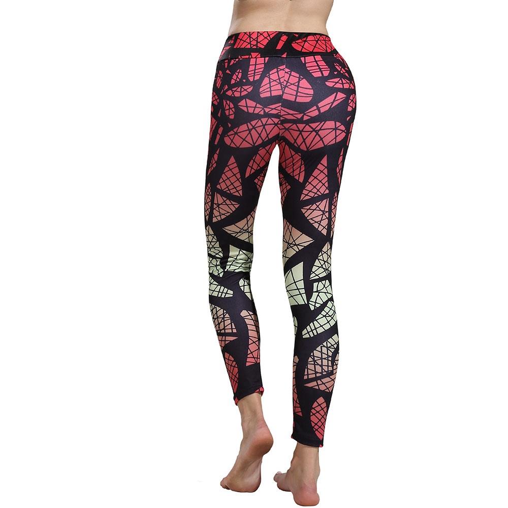 CK2236 Women Gradient Geometric Yoga Pants Size XL Fuchsia