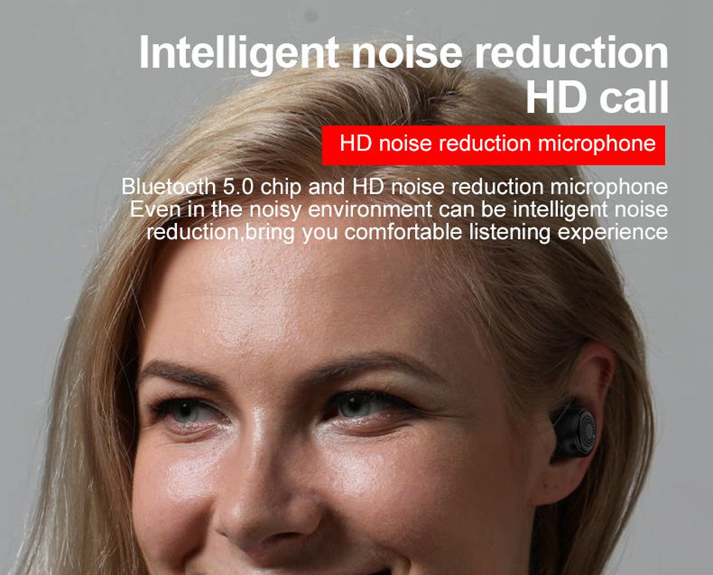 OVEVO Q63 TWS Bluetooth 5.0 Earbuds About 6 Hours Working Time IPX5 Water Resistant - Black