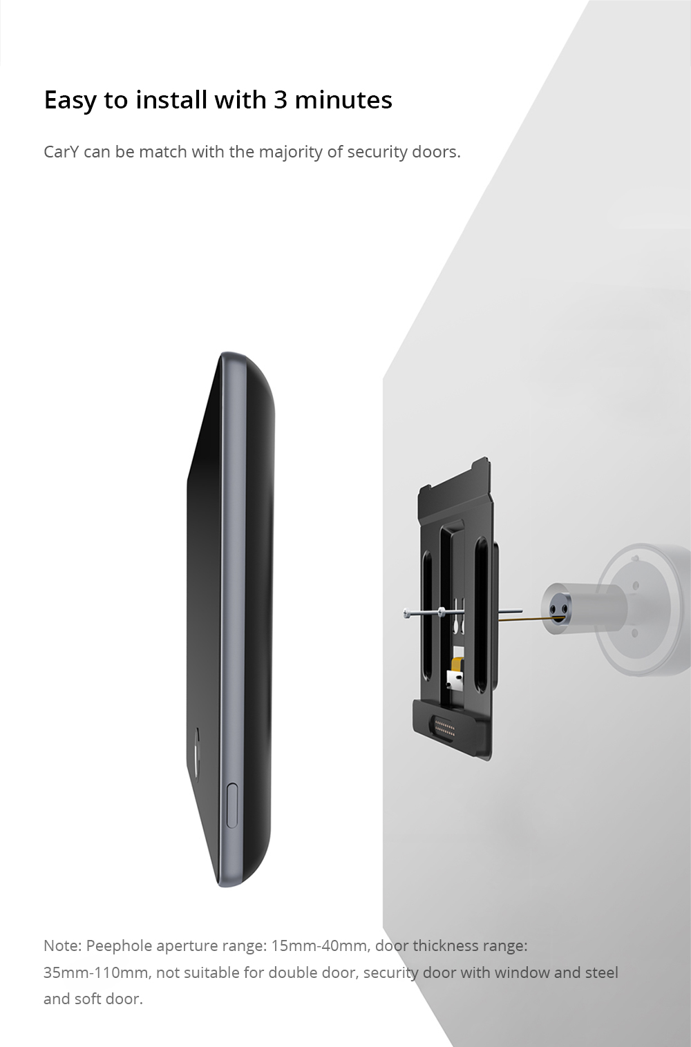 Xiaomi LOOCK CatY LSC-Y01 Smart Video Doorbell Face Recognition Human Sensing Mobile Alerts Two-way Talk  - Gray