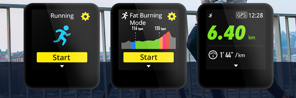 Makibes BR3 Smart Watch Support Strava 1.3 Inch IPS Color Touchscreen Built-in GPS Multi-sports Modes Heart Rate Monitor IP68 Waterproof Fitness Tracker - Gray