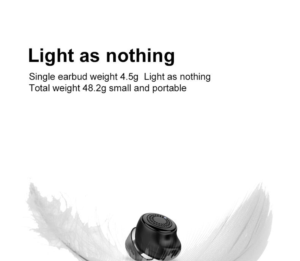 OVEVO Q63 TWS Bluetooth 5.0 Earbuds About 6 Hours Working Time IPX5 Water Resistant - Black