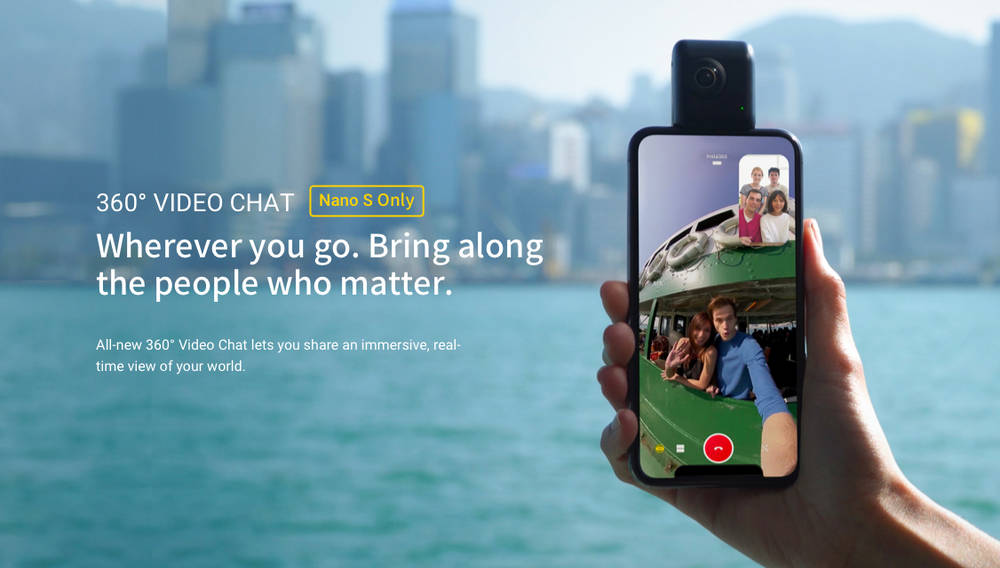 Insta360 Nano S 4K Video 20 Megapixel Photos 360 Degree Real-time Dialogue Motion Sport Camera - Black