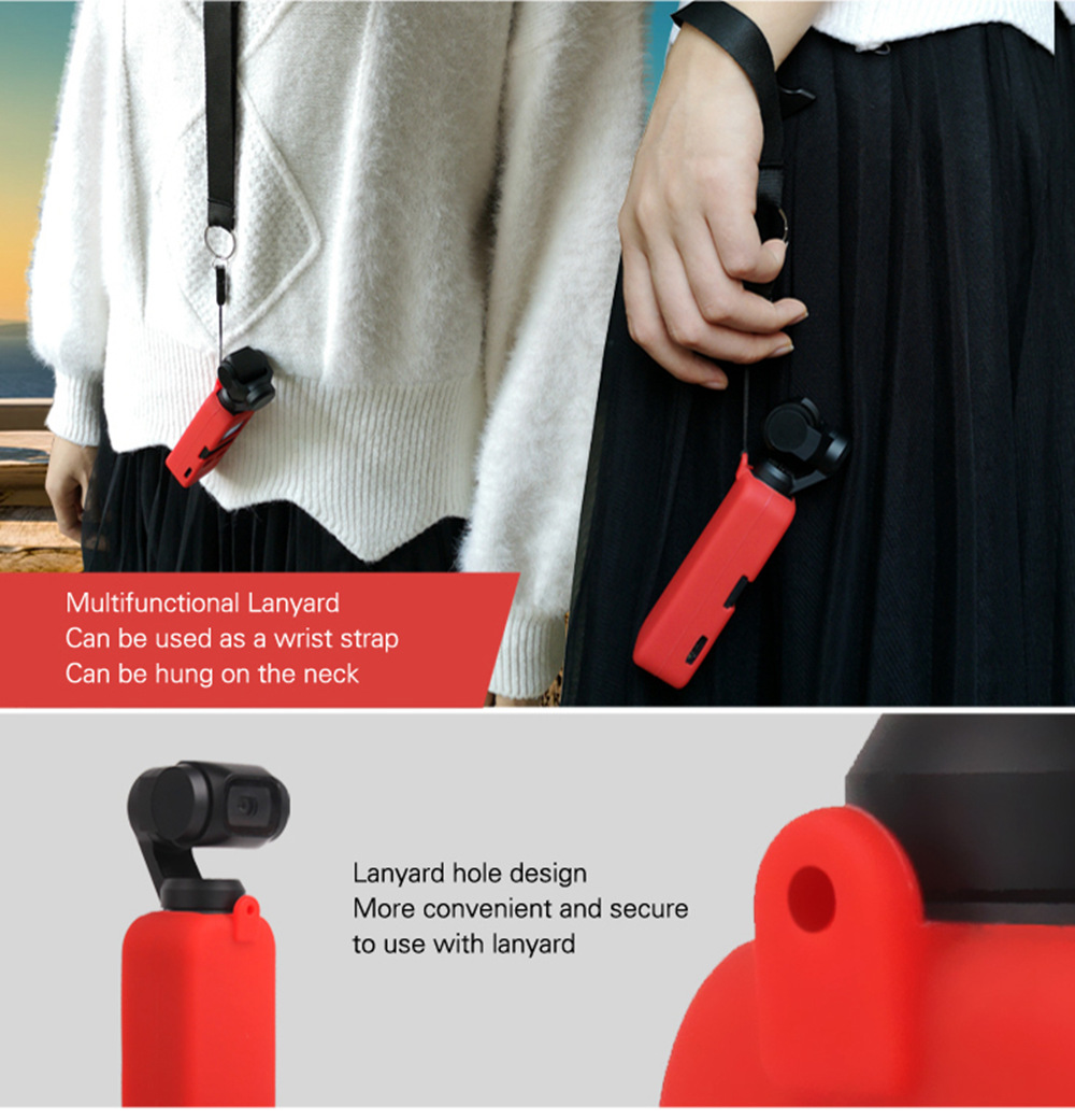 Sunnylife Silicone Case with Lanyard for DJI OSMO Pocket Handheld Gimbal - Black