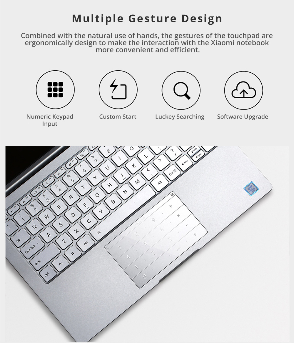 Xiaomi Luckey Nums Ultrathin Smart Keyboard for Xiaomi Mi Notebook Air 13.3 Inch - Silver
