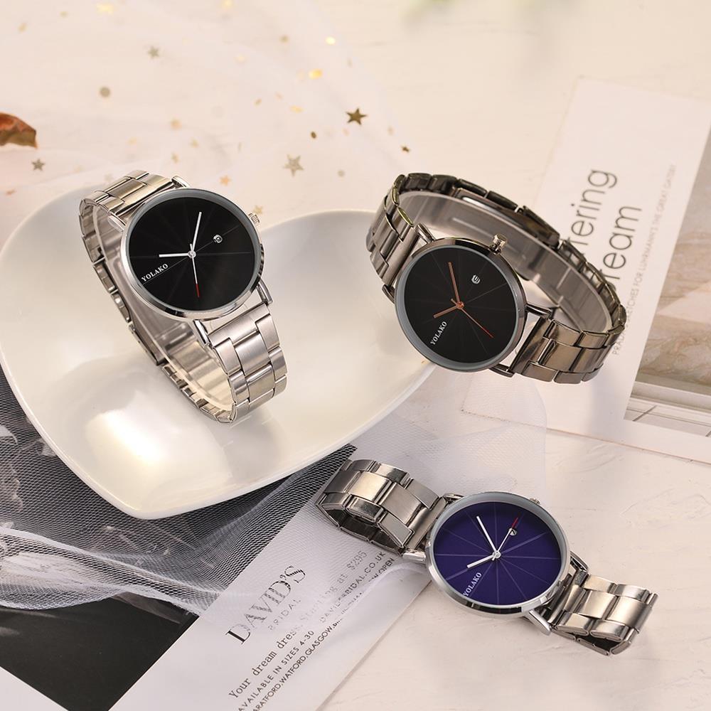 YOLAKO YK122 Casual Quartz Watch Stainless Steel Strap - Black + Rose Gold