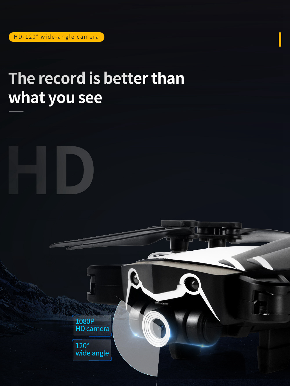 JDRC JD-20S PRO WIFI FPV Foldable RC Drone With 1080P Wide-angle HD Camera Flying Time 18mins RTF - Black