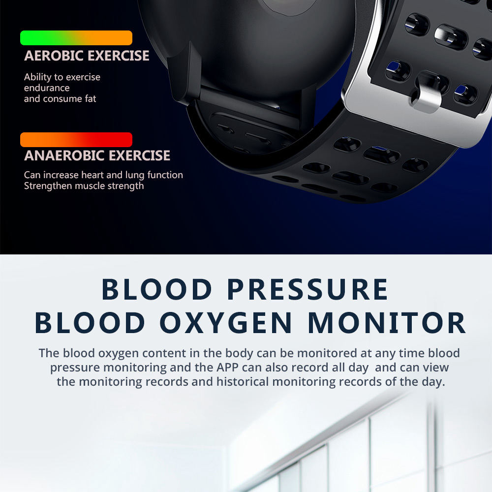 Makibes T3 Smart Watch 1.3 Inch IPS Screen Heart Rate Blood Pressure Monitor IP67 - Black