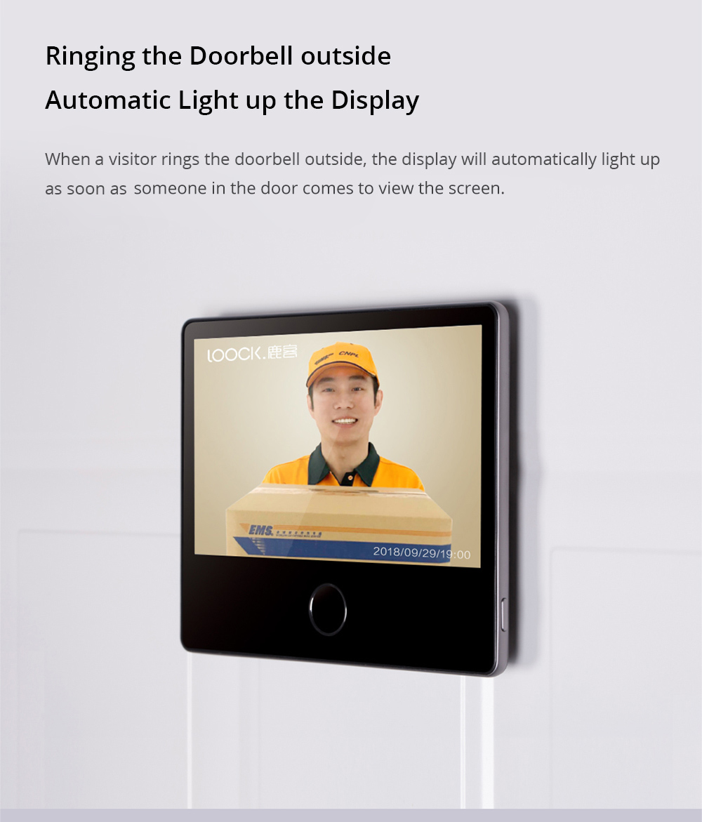 Xiaomi LOOCK CatY LSC-Y01 Smart Video Doorbell Face Recognition Human Sensing Mobile Alerts Two-way Talk  - Gray