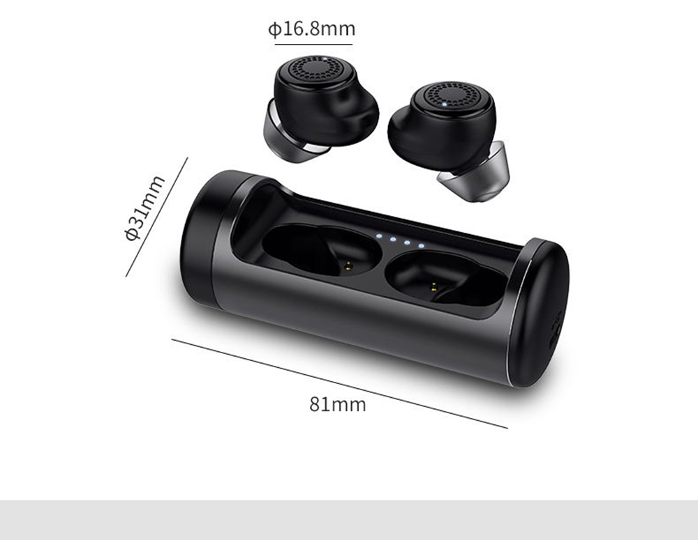 OVEVO Q63 TWS Bluetooth 5.0 Earbuds About 6 Hours Working Time IPX5 Water Resistant - Black