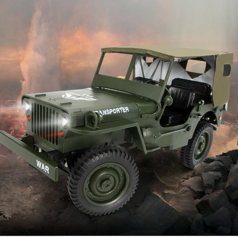 JJRC Q65 Transporter-6 2.4G 1:10 4WD Convertible Jeep Off-road RC Car Military Truck with Car Cloak RTR - Navy Blue