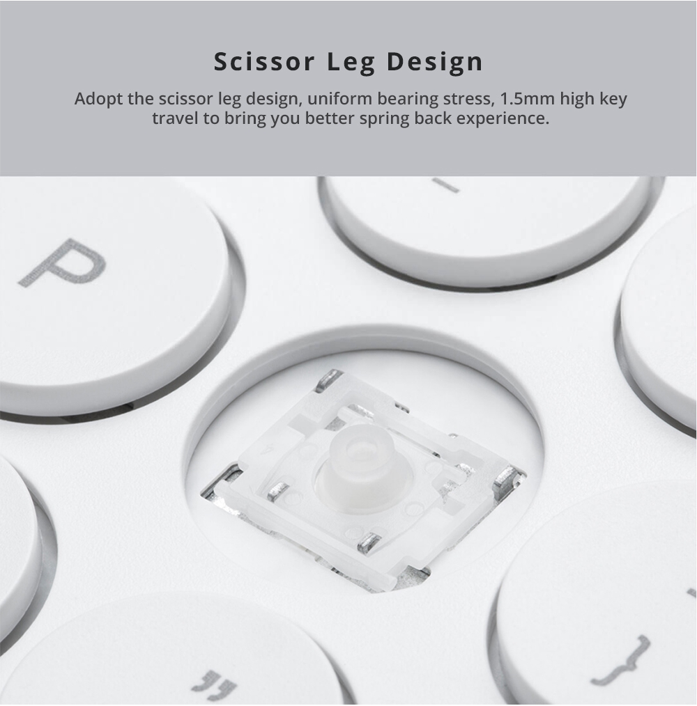Xiaomi MIIIW Wireless Bluetooth/2.4G Dual-mode Keyboard 102 Keys Ergonomics Ultra-thin Design Support Windows / Mac os / Android / Ios -  White