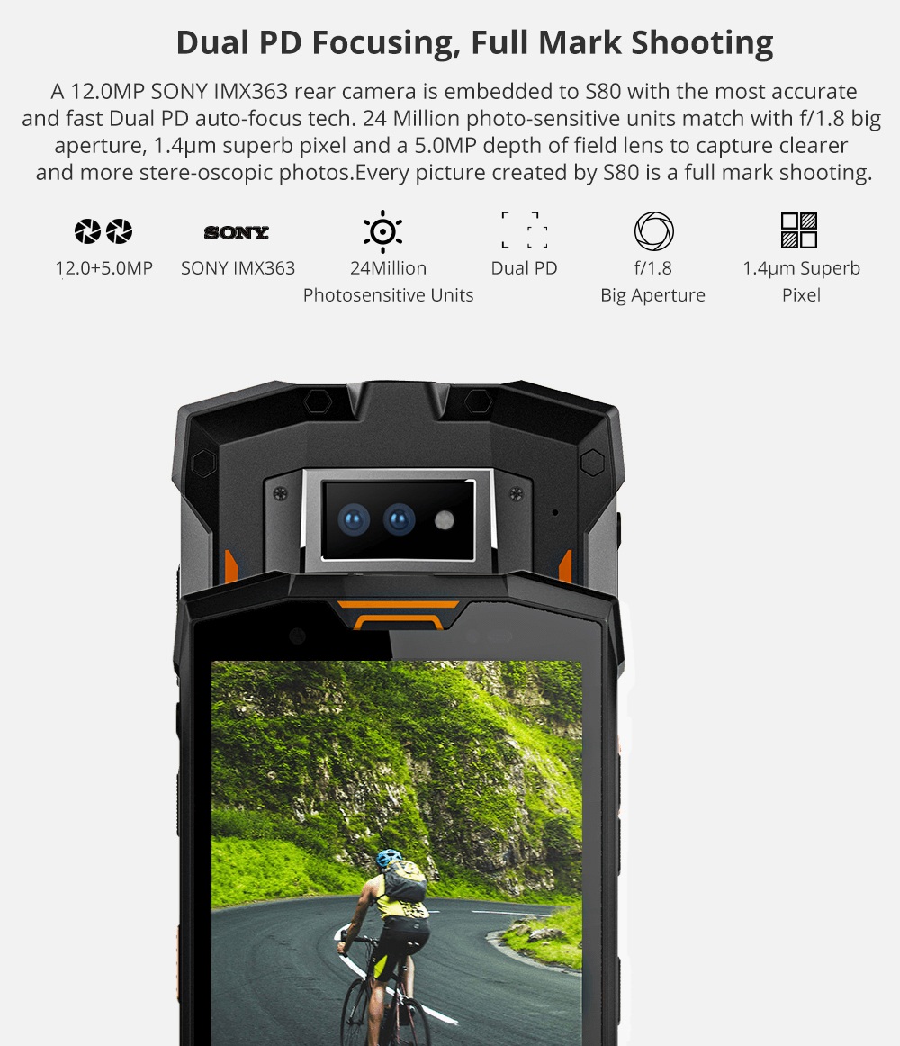 DOOGEE S80 5.99 Inch 4G LTE Smartphone Helio P23 6GB 64GB 12.0MP+5.0MP Dual Rear Cameras Android 8.1 IP68 Walkie Talkie NFC 10080mAh - Black
