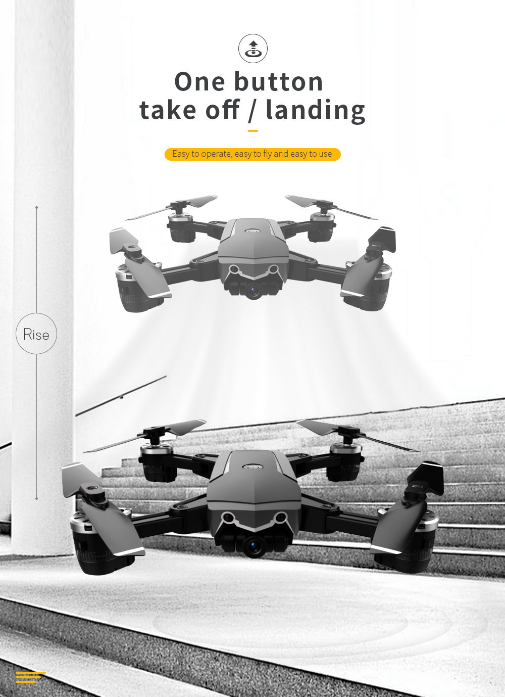 JDRC JD-20S PRO WIFI FPV Foldable RC Drone With 1080P Wide-angle HD Camera Flying Time 18mins RTF - Black