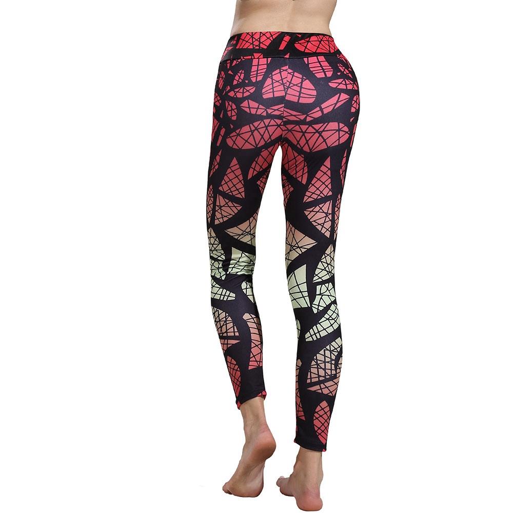 CK2236 Women Gradient Geometric Yoga Pants High-waist Leggings Size S - Fuchsia