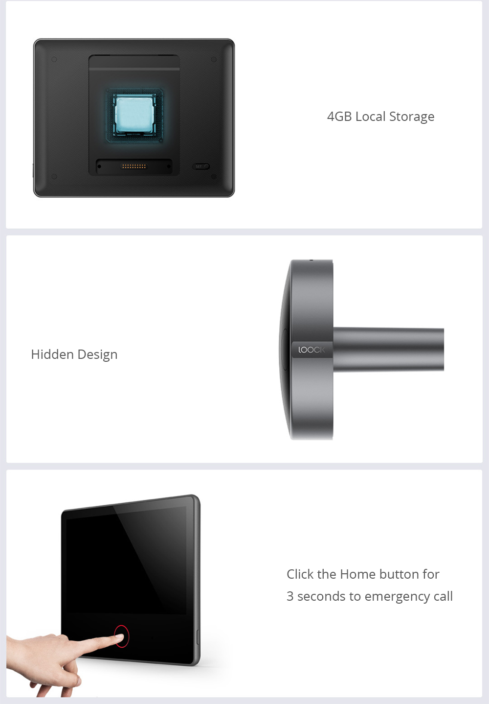 Xiaomi LOOCK CatY LSC-Y01 Smart Video Doorbell Face Recognition Human Sensing Mobile Alerts Two-way Talk  - Gray
