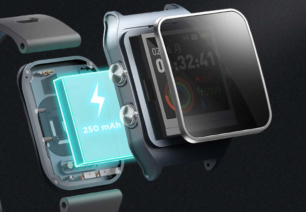 Makibes BR3 Smart Watch Support Strava 1.3 Inch IPS Color Touchscreen Built-in GPS Multi-sports Modes Heart Rate Monitor IP68 Waterproof Fitness Tracker - Gray