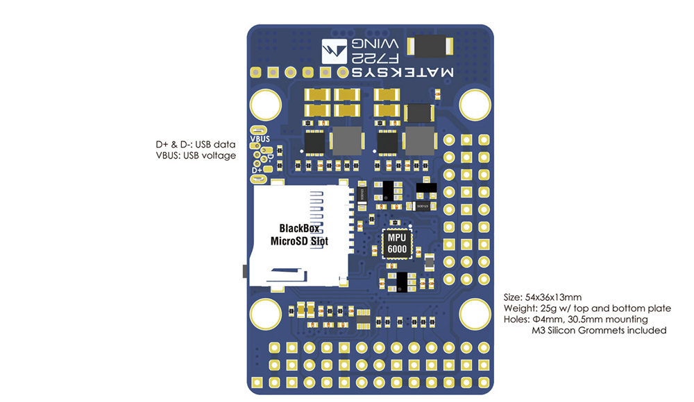 Matek Systems F722-WING STM32F722RET6 Flight Controller Built-in OSD for RC Airp