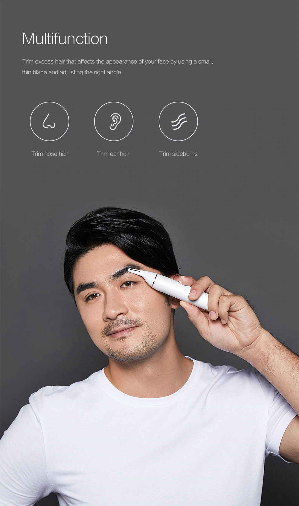 Xiaomi SOOCAS N1 Nose Ears Sideburns Trimmer Dual-Sided Vertical Trimmer Water Resistant - White