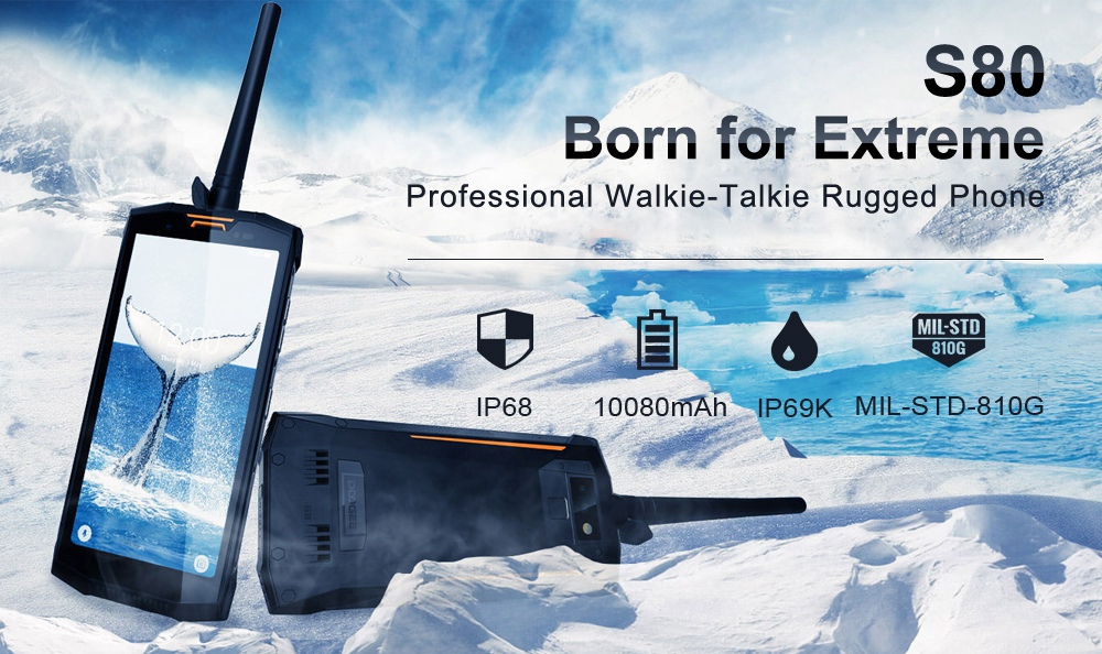 DOOGEE S80 5.99 Inch 4G LTE Smartphone Helio P23 6GB 64GB 12.0MP+5.0MP Dual Rear Cameras Android 8.1 IP68 Walkie Talkie NFC 10080mAh - Black