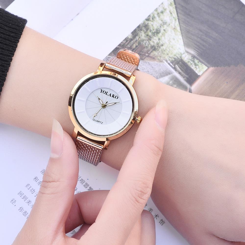 YOLAKO YK19 Women Casual Quartz Watch Plastic Leather Strap - Rose