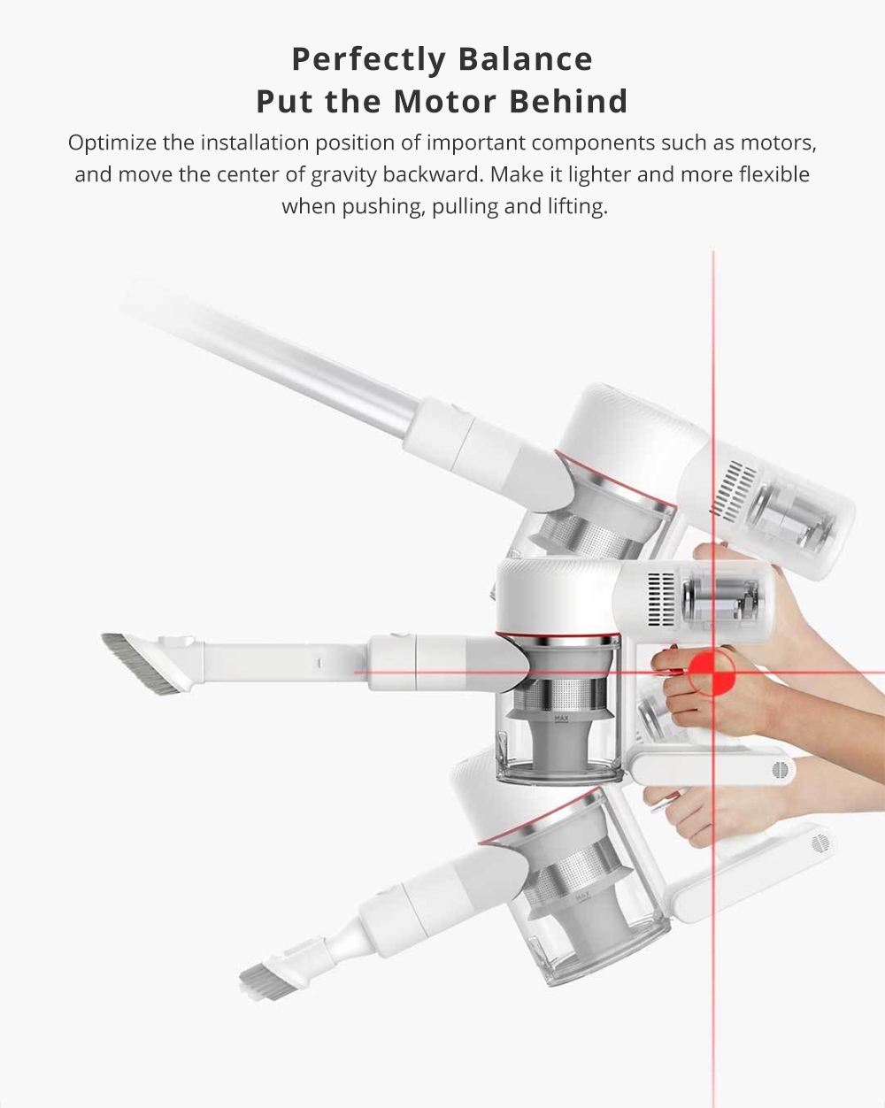 Xiaomi Dreame V9 Cordless Stick Vacuum Cleaner 20000 Pa Suction Anti-winding Hair Mite Cleaning 60 Minutes Run Time - White