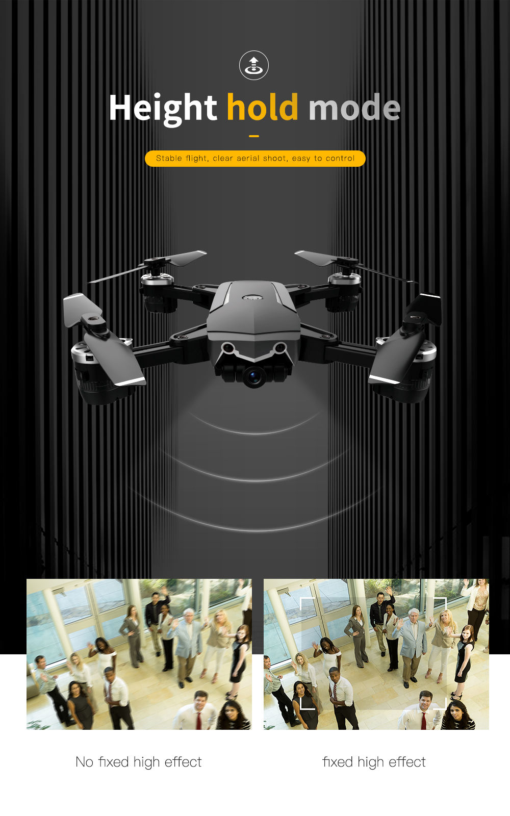 JDRC JD-20S PRO WIFI FPV Foldable RC Drone With 1080P Wide-angle HD Camera Flying Time 18mins RTF - Black