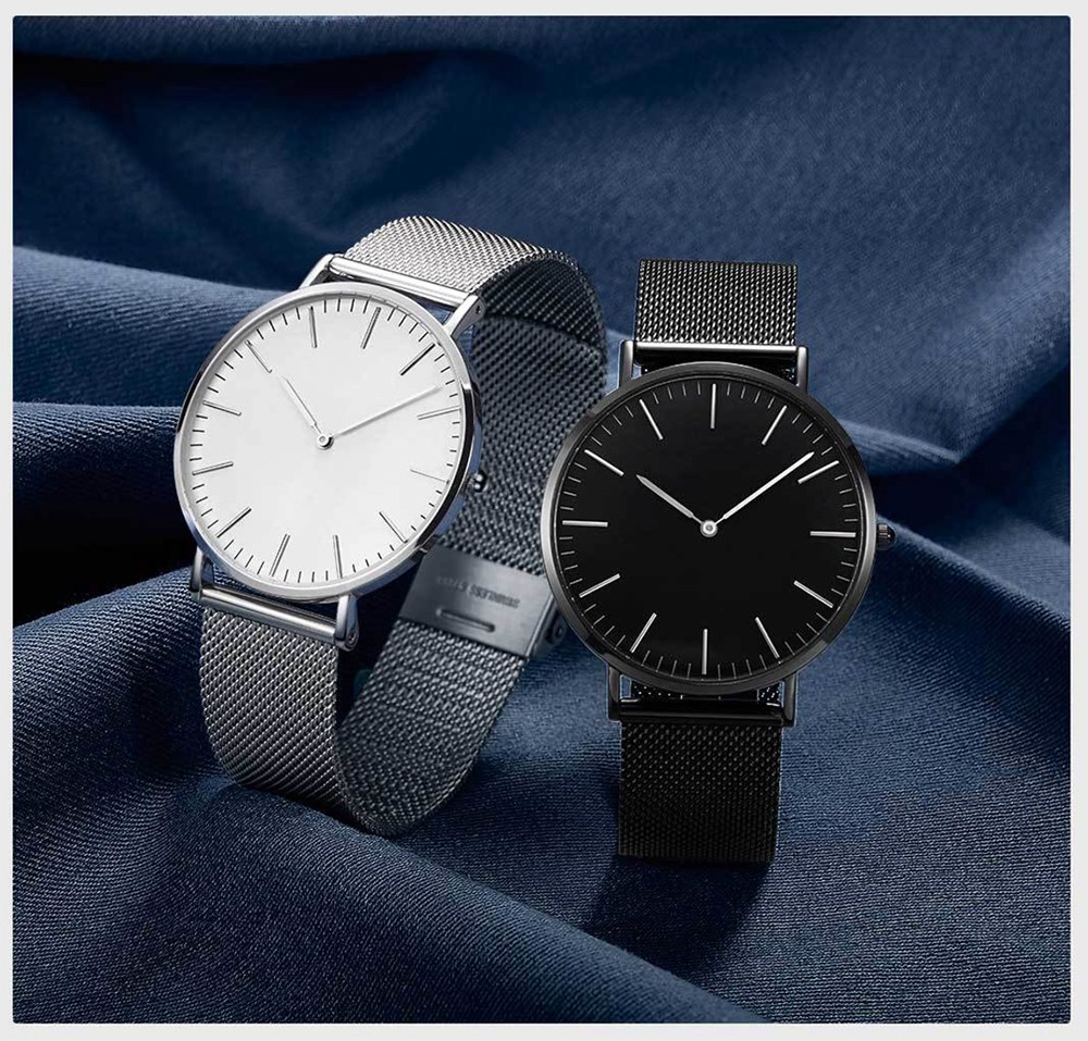 Xiaomi TwentySeventeen 5.5MM Ultra-thin Quartz Watch Synthetic Sapphire Lens Stainless Steel Strap - Black