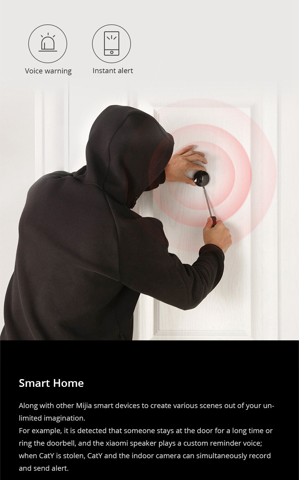 Xiaomi LOOCK CatY LSC-Y01 Smart Video Doorbell Face Recognition Human Sensing Mobile Alerts Two-way Talk  - Gray