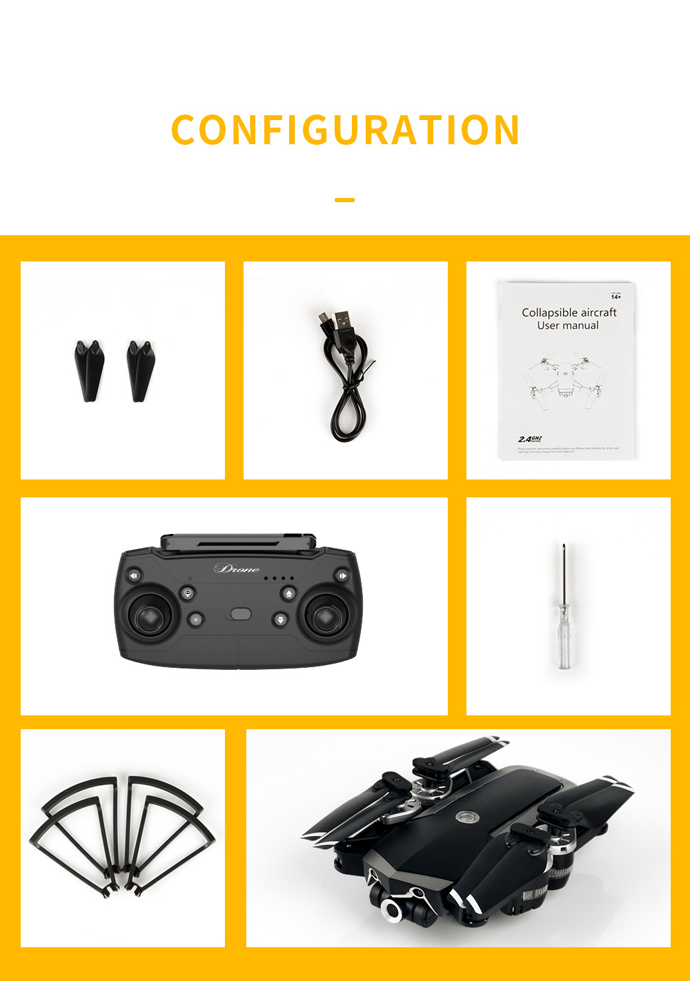 JDRC JD-20S PRO WIFI FPV Foldable RC Drone With 1080P Wide-angle HD Camera Flying Time 18mins RTF - Black