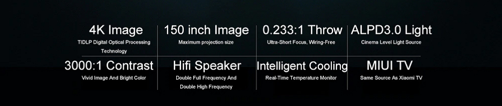Xiaomi Mijia 4K UHD Laser Projector 5000LM 30001 Contrast