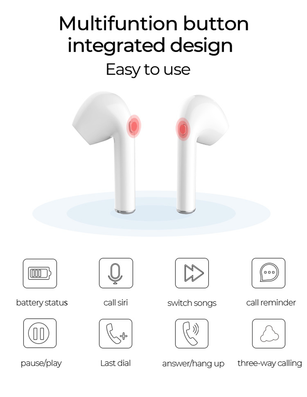 Myinnov MKJ I9s TWS Dual Bluetooth 5.0 Earbuds About 6 Hours Working Time - White