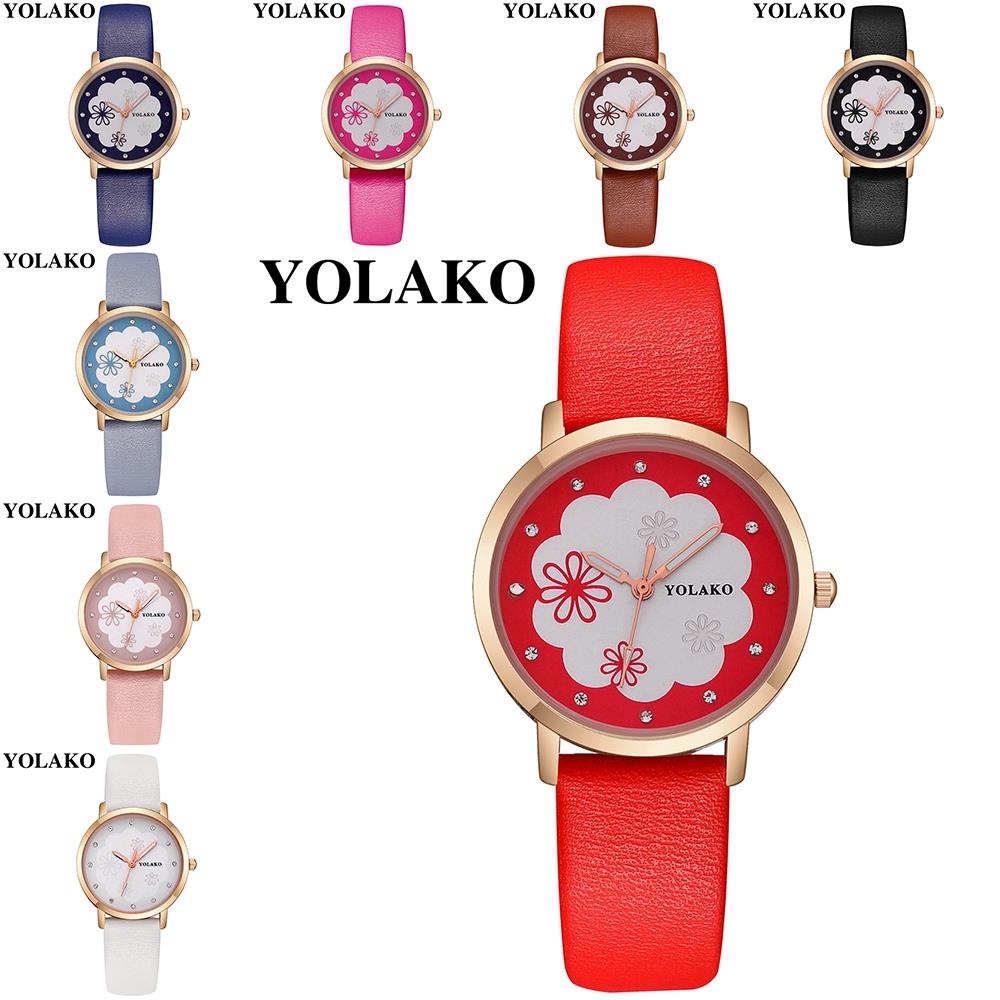 YOLAKO YK37 Women Quartz Watch PU Leather Strap Fashion Casual Watches - Light Blue