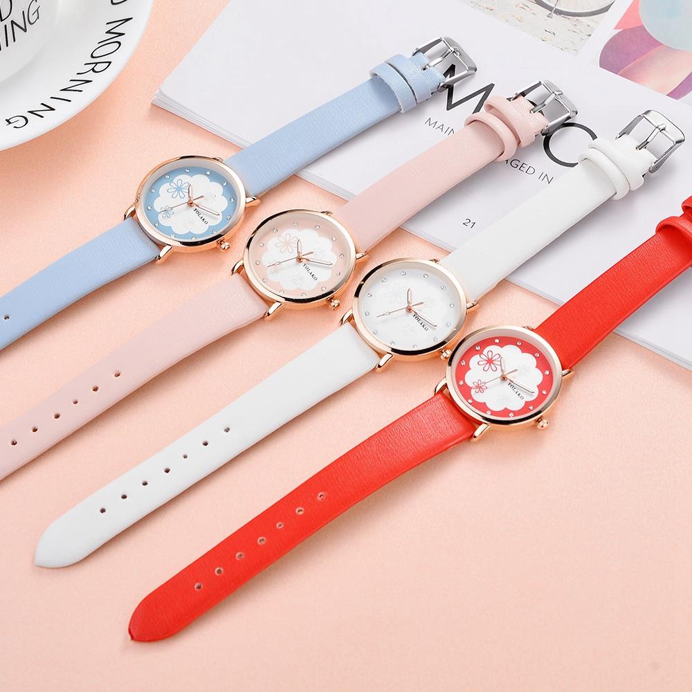 YOLAKO YK37 Women Quartz Watch PU Leather Strap Fashion Casual Watches - Light Blue