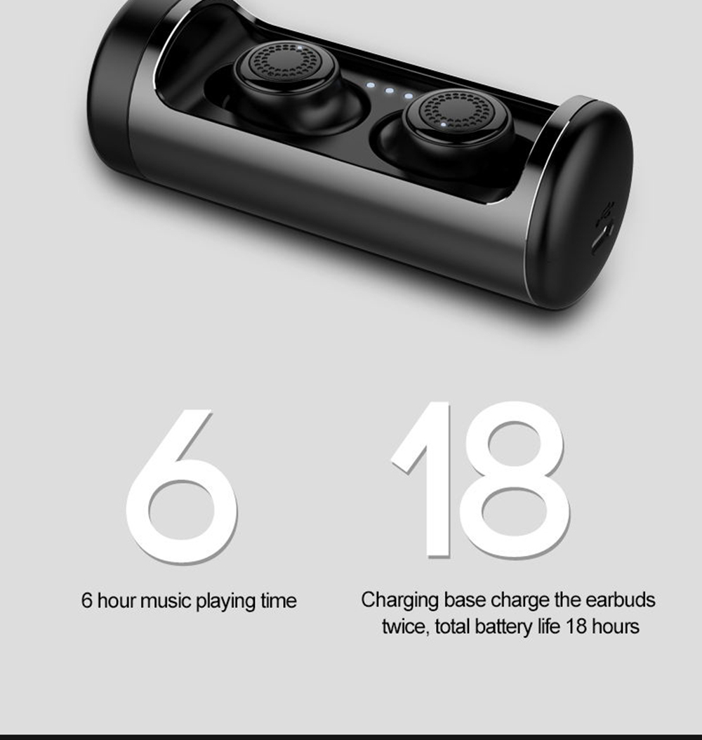 OVEVO Q63 TWS Bluetooth 5.0 Earbuds About 6 Hours Working Time IPX5 Water Resistant - Black