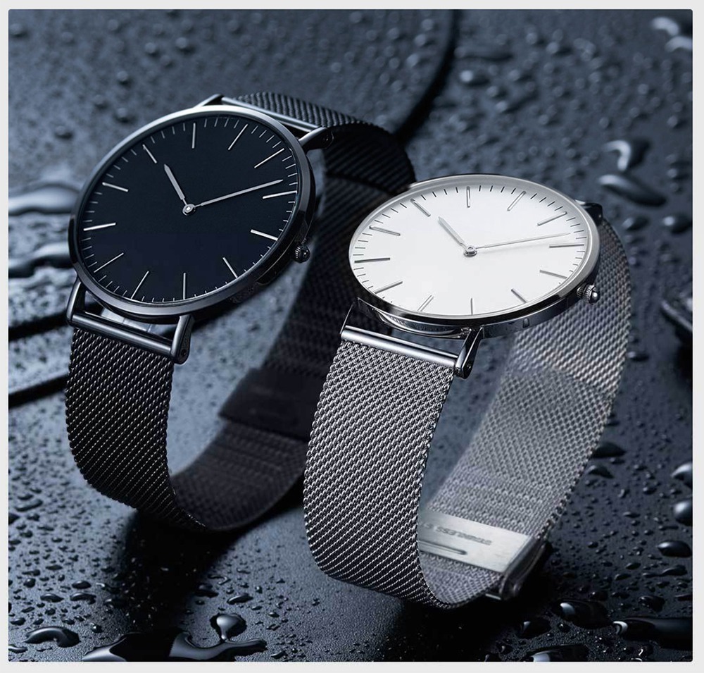 Xiaomi TwentySeventeen 5.5MM Ultra-thin Quartz Watch Synthetic Sapphire Lens Stainless Steel Strap - Black