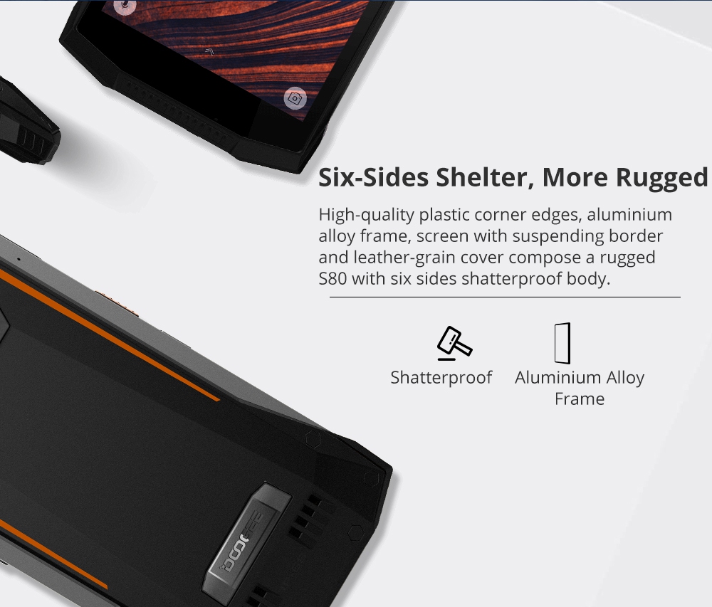 DOOGEE S80 5.99 Inch 4G LTE Smartphone Helio P23 6GB 64GB 12.0MP+5.0MP Dual Rear Cameras Android 8.1 IP68 Walkie Talkie NFC 10080mAh - Black