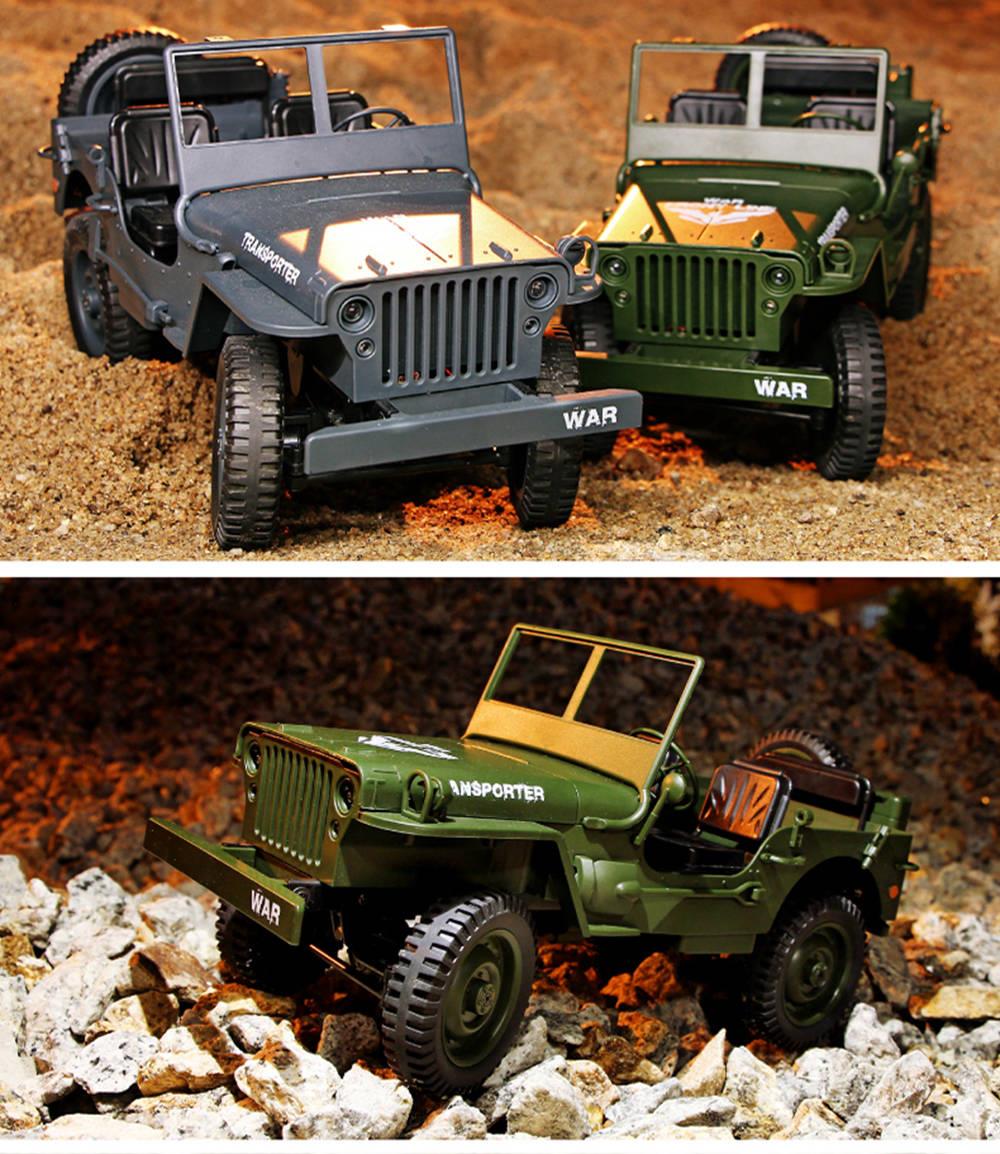 JJRC Q65 Transporter-6 2.4G 1:10 4WD Convertible Jeep Off-road RC Car Military Truck with Car Cloak RTR - Navy Blue