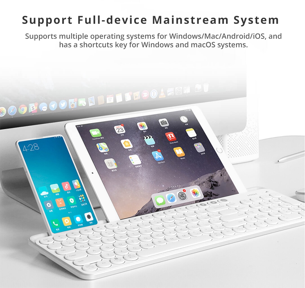 Xiaomi MIIIW Wireless Bluetooth/2.4G Dual-mode Keyboard 102 Keys Ergonomics Ultra-thin Design Support Windows / Mac os / Android / Ios -  White