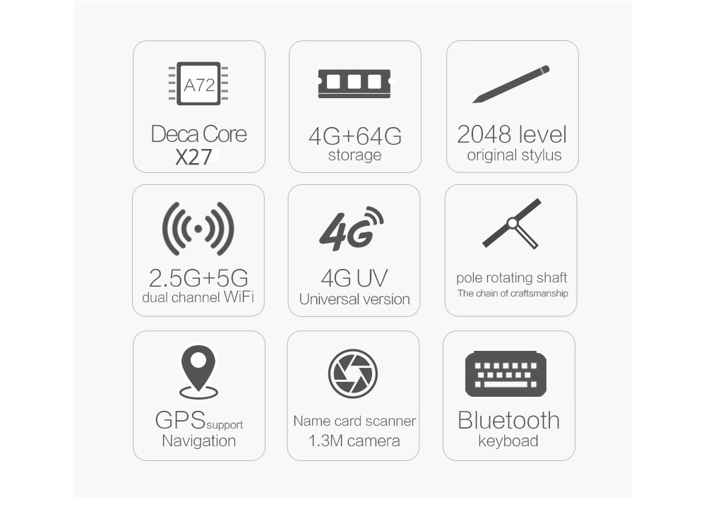 VOYO i8 Max 4G 10.1 Inch Tablet PC MT6797 Deca Core IPS 1920*1200 4GB RAM 64GB ROM Dual SIM Dual Standby Android 7.1 - Silver