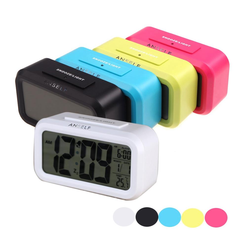 LED Electronic Photosensitive Clock With Night Light Temperature Display - Blue