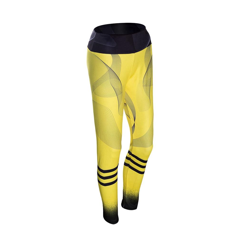 CK2245 Women Stripe Pattern Yoga Pants High-waist Leggings Size S - Yellow